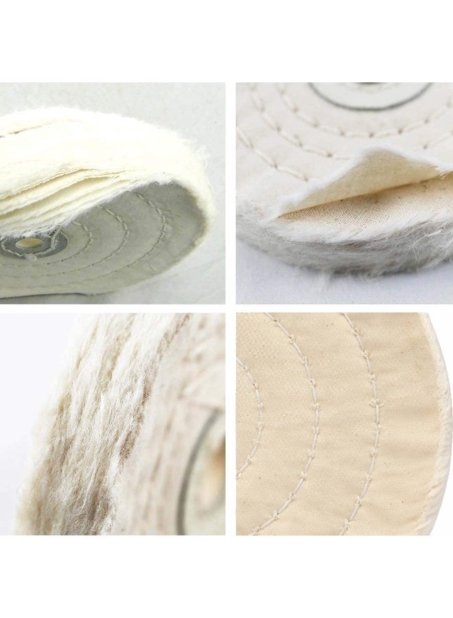 وسادة تلميع صوفية 7 بوصة، 50 طبقة، عجلة تلميع قطنية لماكينة التلميع الدوارة، وسادة تلميع قماشية ناعمة شديدة التحمل للمجوهرات المعدنية، تشطيب مرآة، تلميع نهائي، ملحق قرص تلميع للاستخدام الصناعي الاحترافي - Image 2